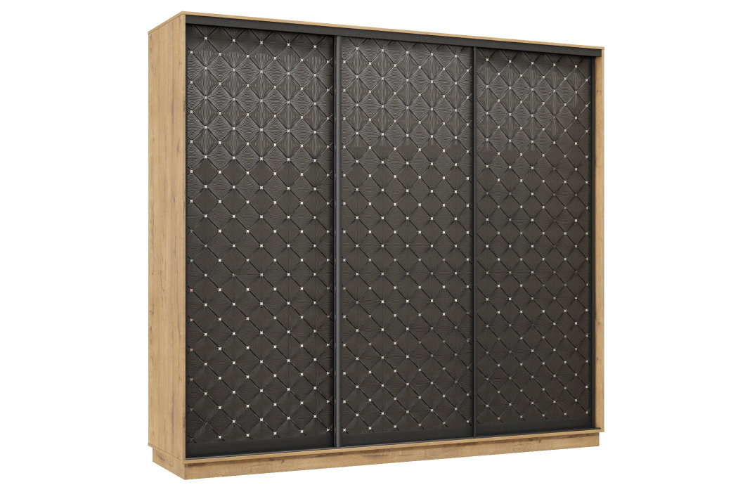 Шкафы-купе 3-х дверные, Шкаф-купе Премьер 60 (01РЧ;01РЧ;01РЧ) фасады ромб чёрный/трёхдверный/Профиль чёрный муар