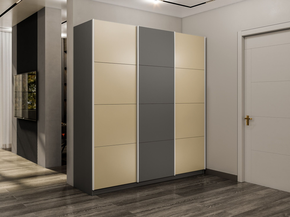 Шкафы-купе 3-х дверные, Шкаф-купе Эста 3-х дверный ДСП/Стекла фисташка/Доводчик 300х66х240