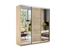 Шкафы-купе 3-х дверные, Шкаф-купе Экспресс Медиум (2 зеркала) трио 2200 x 2100 x 450