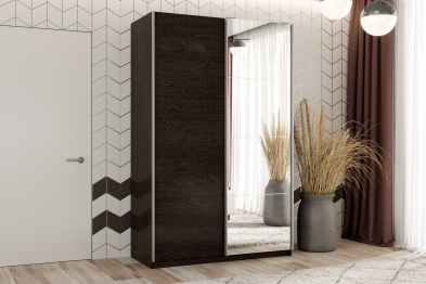 Шкаф-купе Smart 1624 2х дверный (фасады ЛДСП,зеркало) профиль серебро