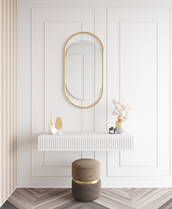 Зеркала в спальню, Дизайнерское настенное зеркало GENGLASS Evelix S в металлической раме