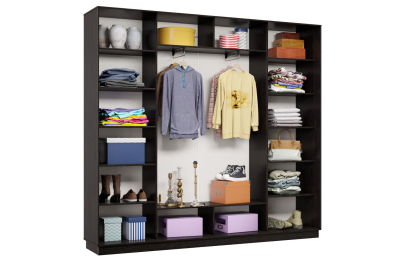 Шкаф-купе Премьер 59 (11ЗБ;11ЗБ;11ЗБ) фасады зеркало бронза/трёхдверный/Профиль чёрный муар