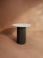 Обеденные столы, Стол круглый обеденный с чёрным металлическим подстольем TRUBIS Wood L 80