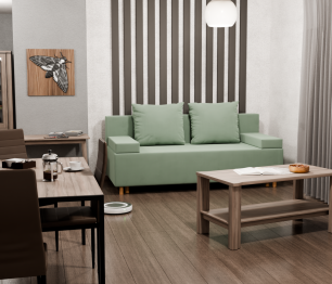 Прямой диван Инди,НПБ,еврокнижка,велюр