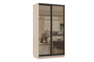 Шкаф-купе Премьер МИНИ 04 (11ЗБ;11ЗБ) фасады зеркало бронза/двухдверный/Профиль чёрный муар