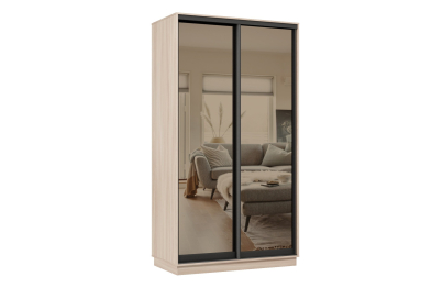 Шкаф-купе Премьер 11 (01ЗБ;01ЗБ) фасады зеркало бронза/двухдверный/Профиль чёрный муар