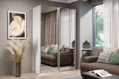 Шкаф-купе Smart 1624 2х дверный (фасады зеркало) профиль серебро