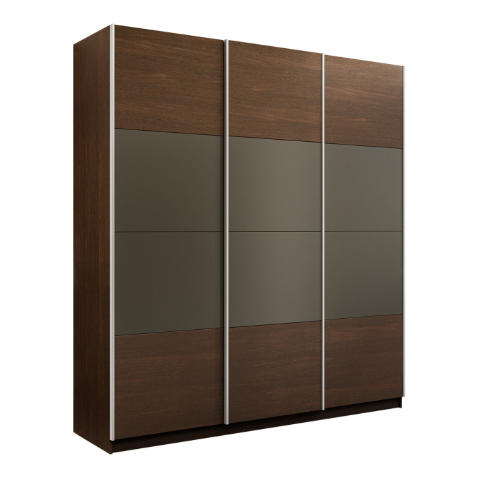 Шкафы-купе 3-х дверные, Шкаф-купе Эста 3-х дверный ДСП/Стекла хаки/Доводчик 270х66х240