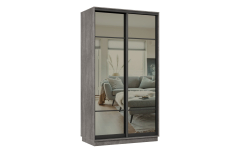 Шкафы-купе 2-х дверные, Шкаф-купе Премьер МИНИ 04 (11ЗГ;11ЗГ) фасады зеркало графит/двухдверный/Профиль чёрный муар