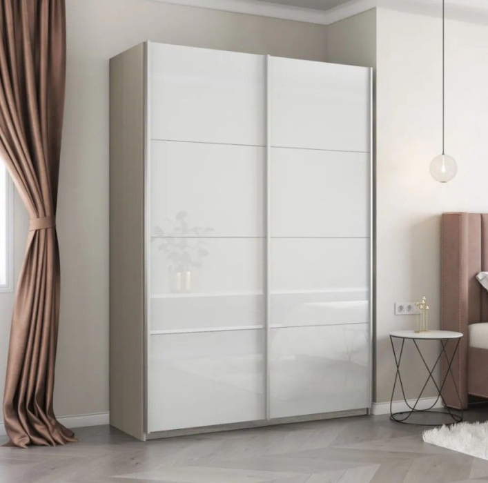 Шкафы-купе 2-х дверные, Шкаф-купе Прайм 2-х дверный Стекла белые/Доводчики 120х57х230