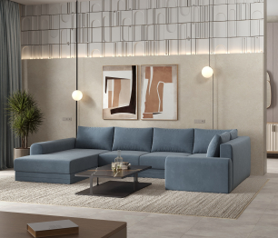 Угловой диван Модерно П-образный, велюр