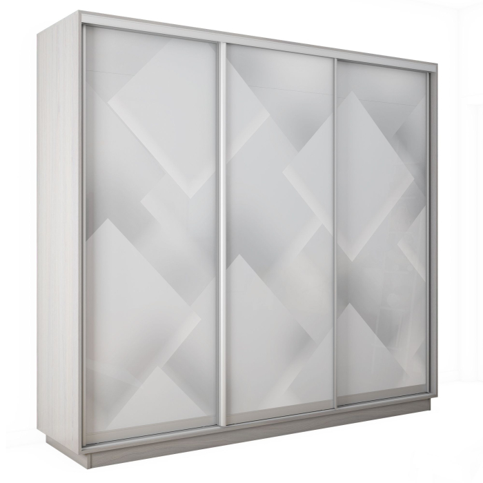 Шкафы-купе 3-х дверные, Шкаф-купе Экспресс 3-х дверный Фотопечать Квадрат Стекла 210х60х220