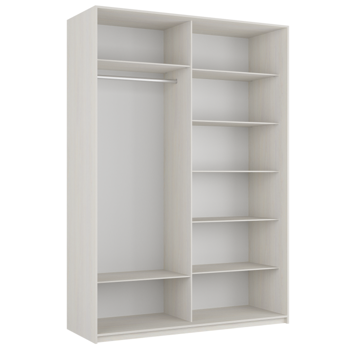 Шкафы-купе 2-х дверные, Шкаф-купе Широкий Прайм 2-х дверный ДСП/Стекло белое/Доводчики 220х57х230