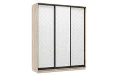 Шкафы-купе 3-х дверные, Шкаф-купе Премьер 22 (01РБ;01РБ;01РБ) фасады ромб белый/трёхдверный/Профиль чёрный муар