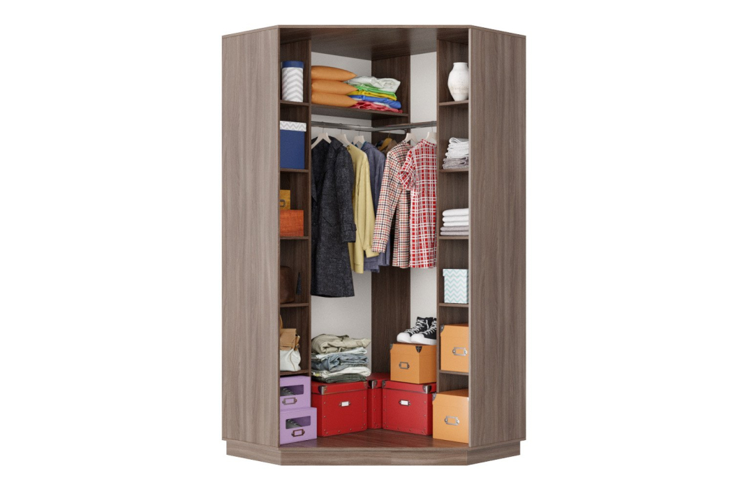 Угловые шкафы, Угловой шкаф-купе Премьер 71 Ясень шимо темный