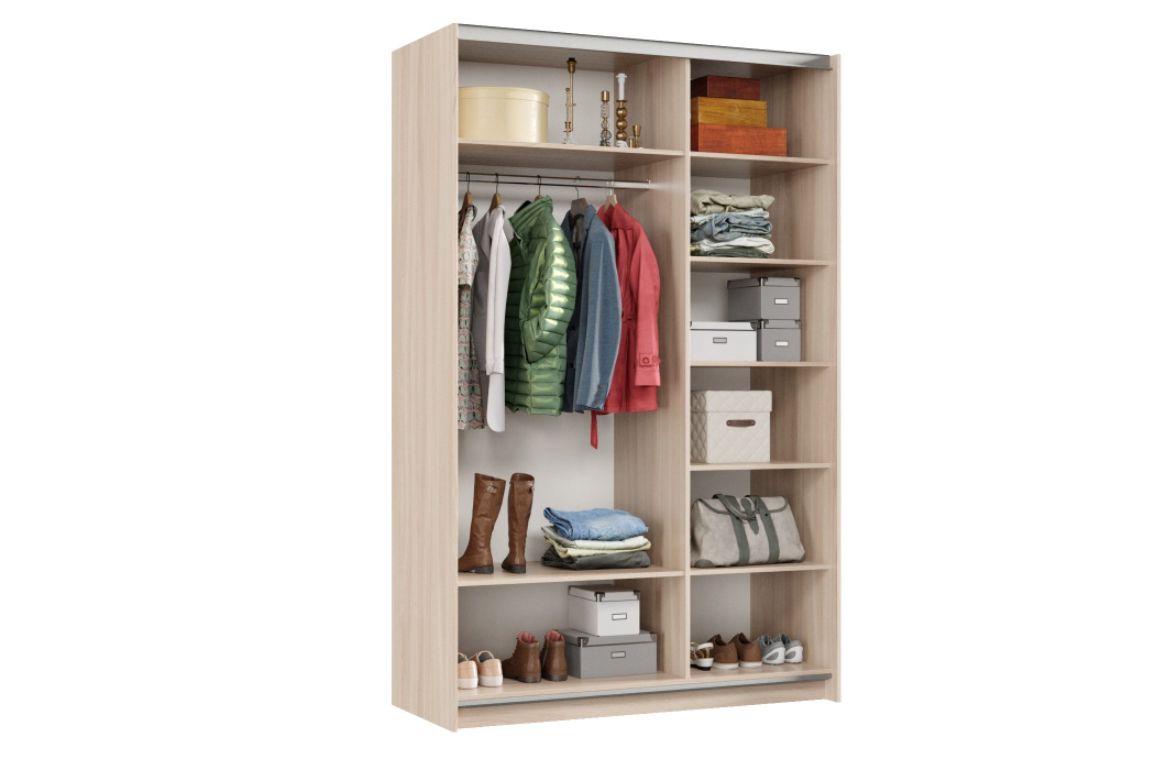 Шкафы-купе 2-х дверные, Шкаф-купе Smart 1422 2х дверный (фасады зеркало) профиль серебро