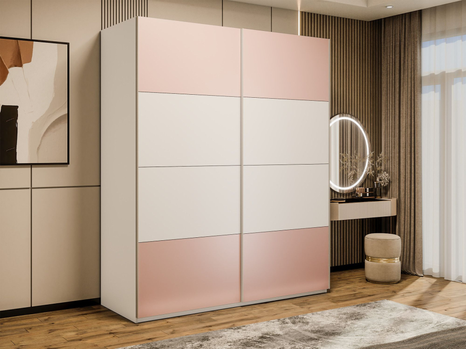 Шкафы-купе 2-х дверные, Шкаф-купе Эста 2-х дверный ДСП/Стекла пудра/Доводчик 180х66х240