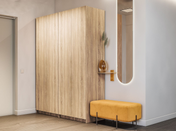 Распашной шкаф Локер 800+800 (Гармошка с системой Push to Move/Левый) с полками слева