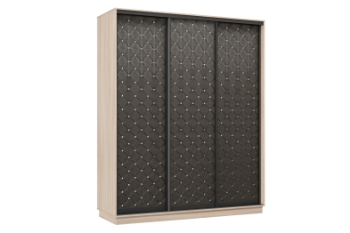 Шкаф-купе Премьер 21 (01РЧ;01РЧ;01РЧ) фасады ромб чёрный/трёхдверный/Профиль чёрный муар