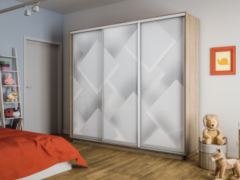 Шкаф-купе Экспресс 3-х дверный Фотопечать Квадрат Стекла 180х60х220