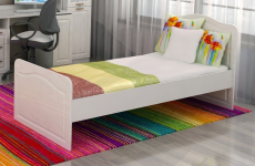 Кровати одноярусные, Кровать Мальвина, белый поры дерева, дуб шервуд патина