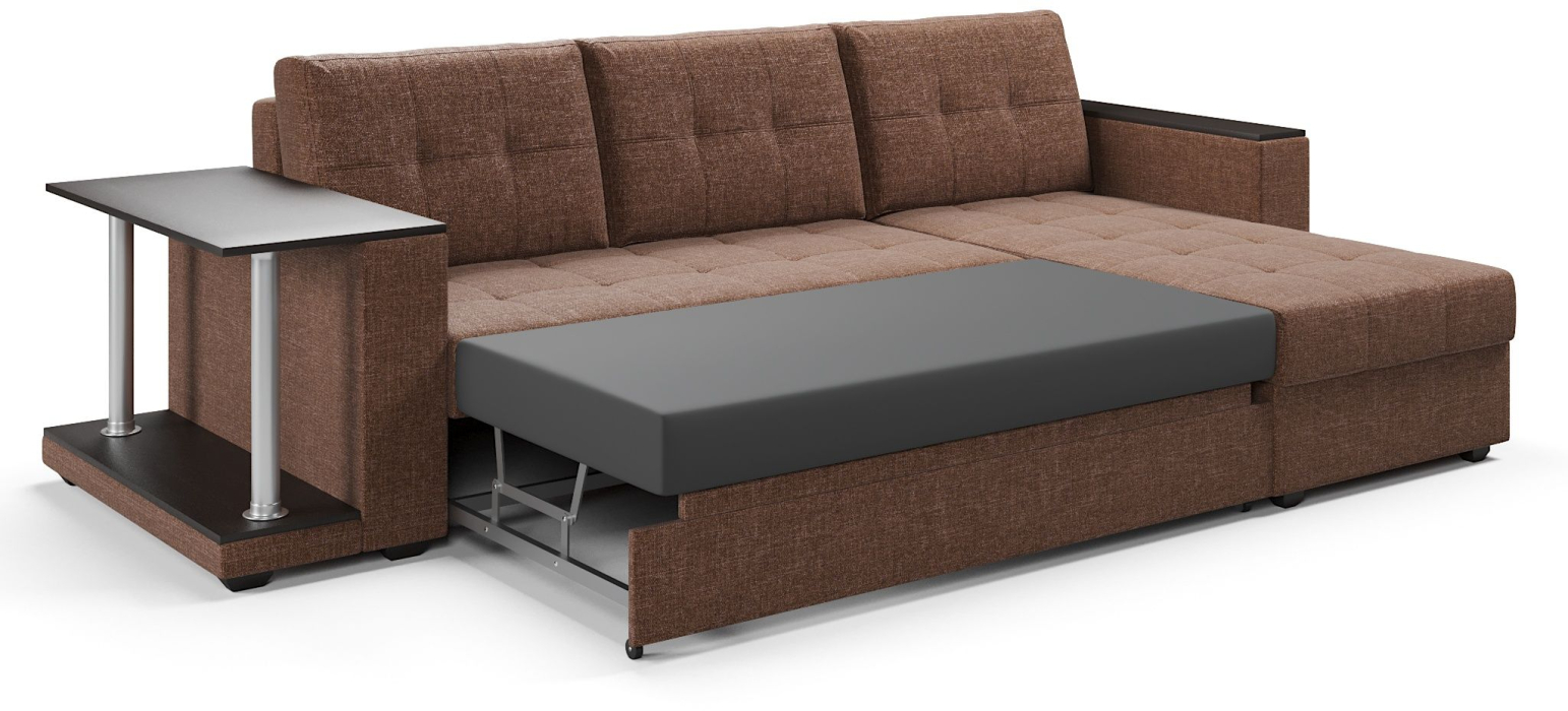 Диваны угловые в гостиную, Диван-кровать угловой со столом Атланта Классик 145 , рогожка