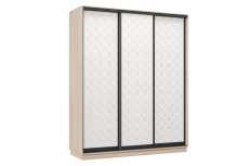 Шкафы-купе 3-х дверные, Шкаф-купе Премьер 24 (01РБ;01РБ;01РБ) фасады ромб белый/трёхдверный/Профиль чёрный муар