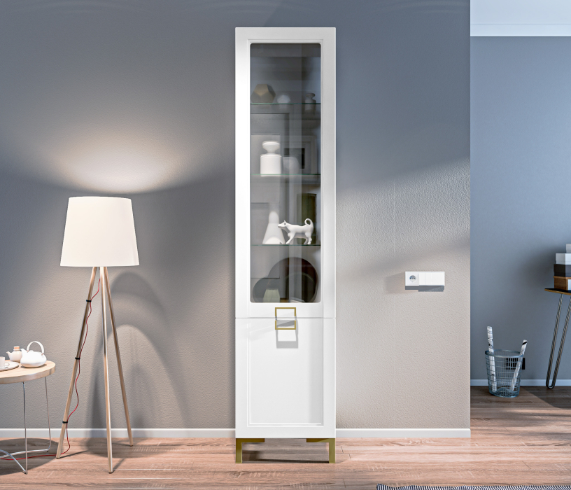 Витрины, Шкаф-витрина Ассоль СБ-3429 Белый/МДФ Белый