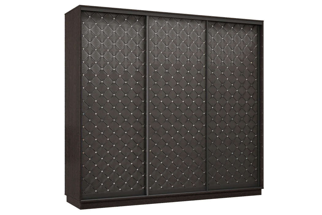 Шкафы-купе 3-х дверные, Шкаф-купе Премьер 33 (01РЧ;01РЧ;01РЧ) фасады ромб чёрный/трёхдверный/Профиль чёрный муар