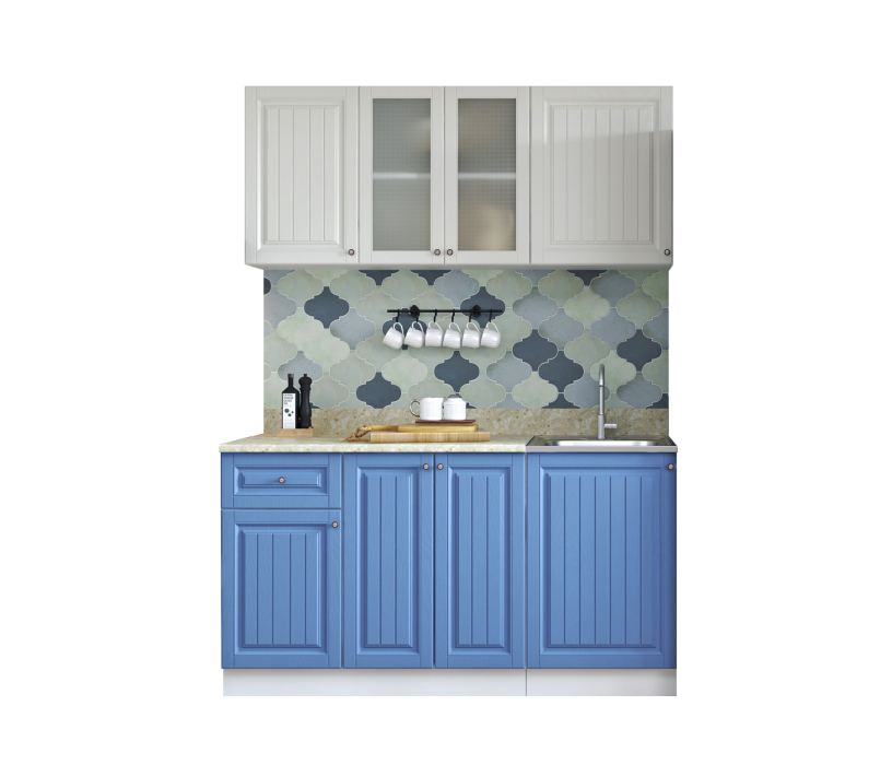 Кухонные гарнитуры, Кухня Хозяюшка 1,5 м Акация белая/Деним МДФ