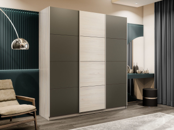 Шкаф-купе Прайм 3-х дверный Стекла хаки/ДСП/Доводчики 210х57х230