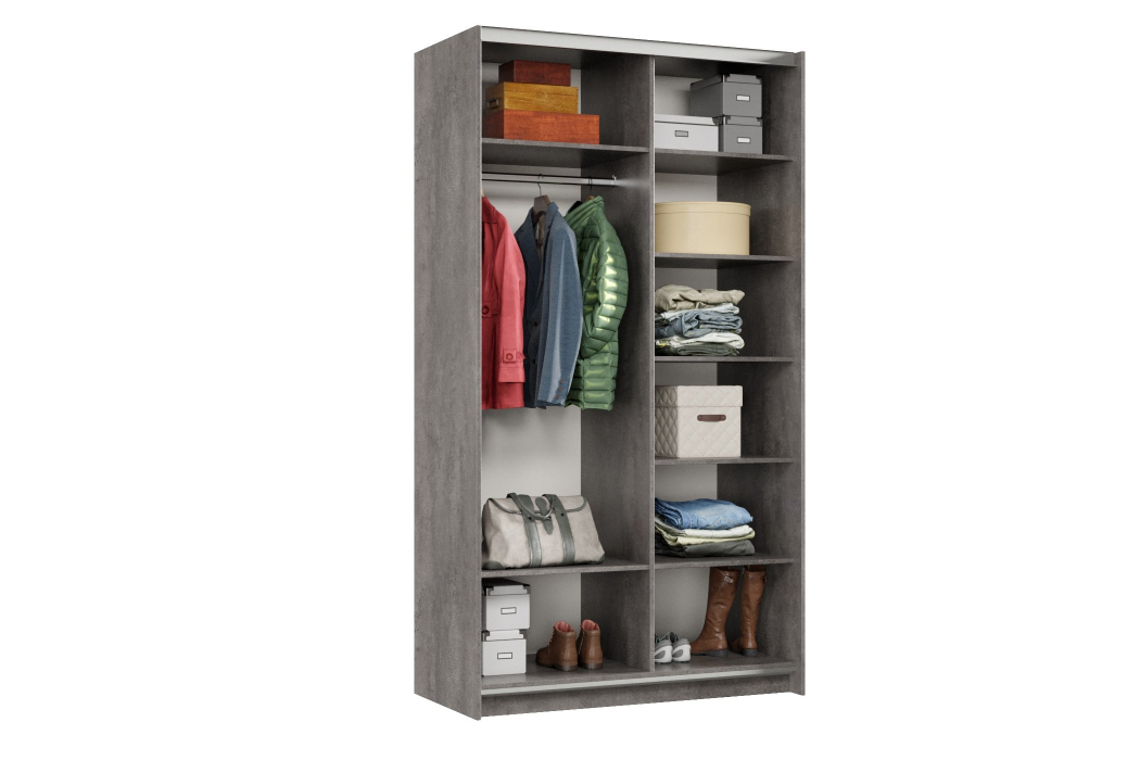 Шкафы-купе 2-х дверные, Шкаф-купе Smart 1222 2х дверный (фасады ЛДСП/зеркало) профиль серебро