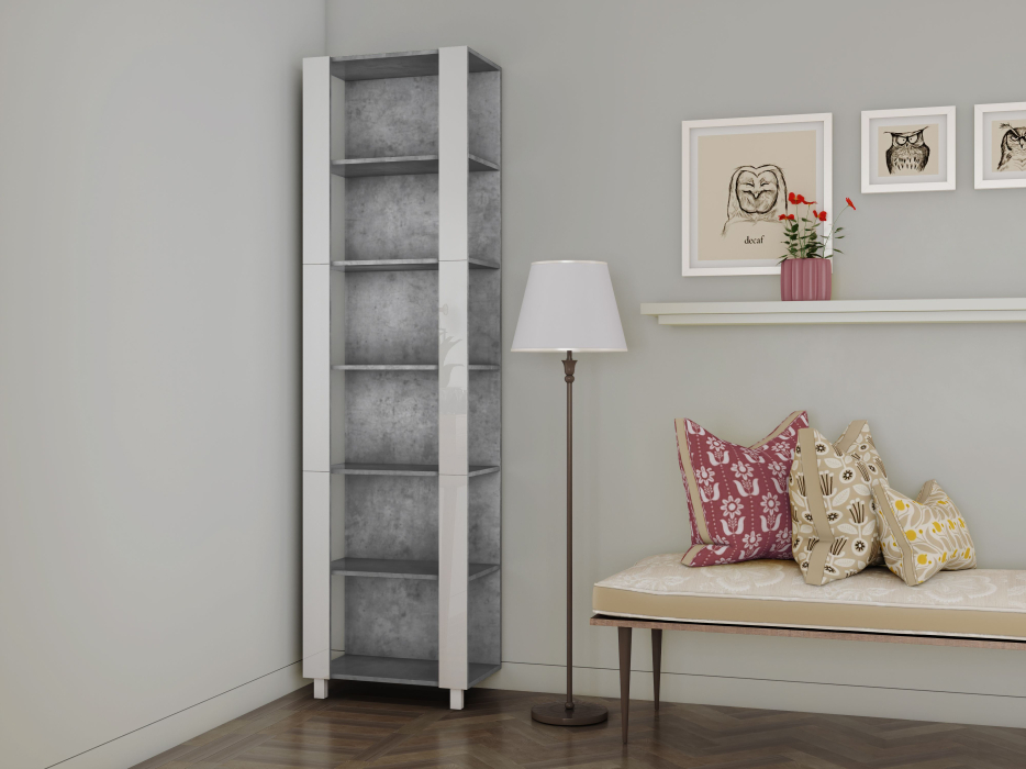 Открытые, Стеллаж модульный Универсальный 35х51х230 Белое стекло