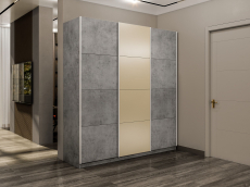 Шкафы-купе 3-х дверные, Шкаф-купе Прайм Широкий 3-х дверный ДСП/Стекла фисташка/Доводчики 240х57х230