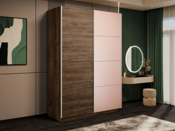 Шкаф-купе Прайм 2-х дверный ДСП/Стекло пудра/Доводчики 140х57х230