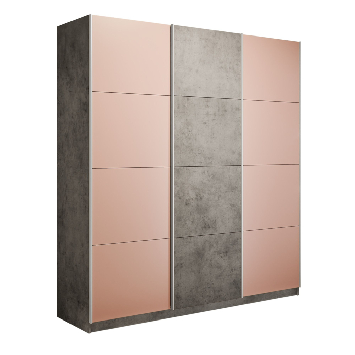 Шкафы-купе 3-х дверные, Шкаф-купе Прайм Широкий 3-х дверный Стекла пудра/ДСП/Доводчики 240х57х230