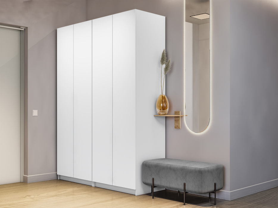 Шкафы распашные, Шкаф складной Е1 Локер ("Гармошка" с системой Push to Move/Правый)162х52.5х220 см, с двумя модулями