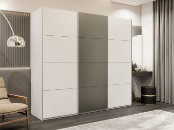 Шкаф-купе Эста 3-х дверный ДСП/Стекла хаки/Доводчик 270х66х240