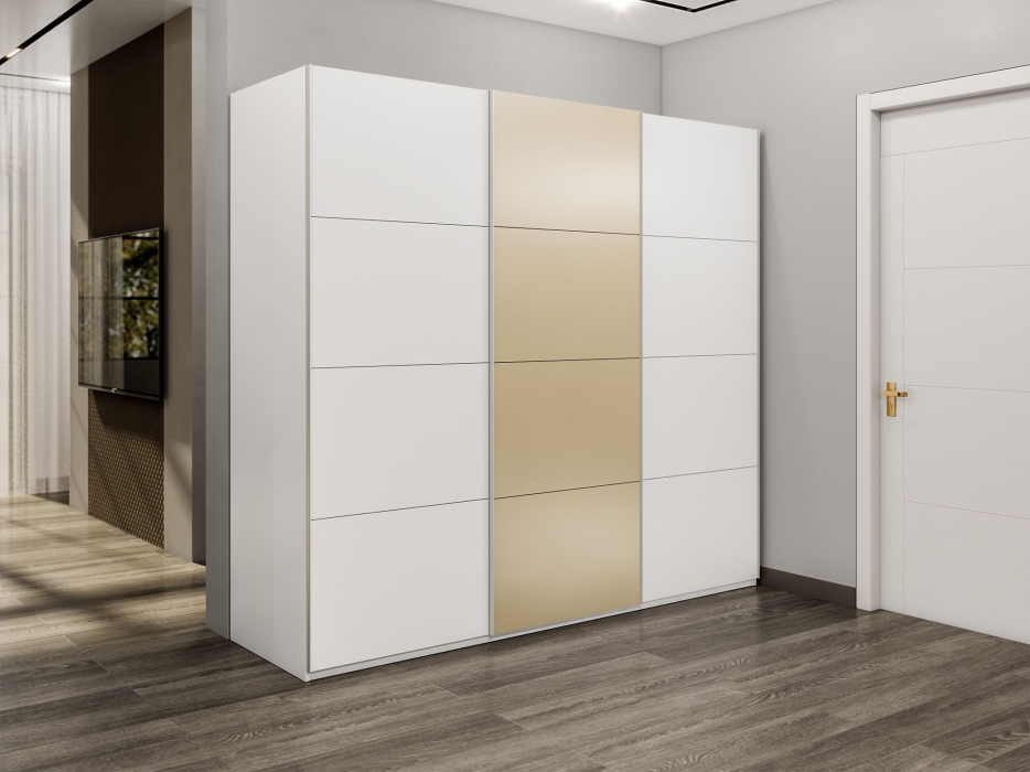 Шкафы-купе 3-х дверные, Шкаф-купе Эста 3-х дверный ДСП/Стекла фисташка/Доводчик 240х66х240