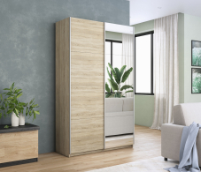 Шкафы-купе 2-х дверные, Шкаф Прайм дуо ДСП+зеркало 2300 х 1400 х 570