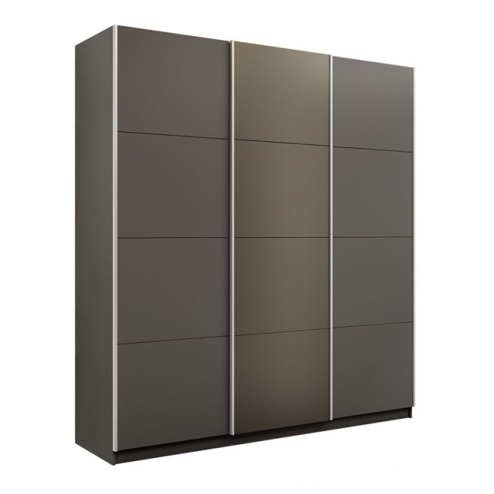 Шкафы-купе 3-х дверные, Шкаф-купе Прайм Широкий 3-х дверный ДСП/Стекла хаки/Доводчики 240х57х230