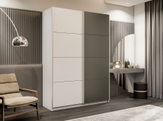 Шкафы-купе 2-х дверные, Шкаф-купе Прайм 2-х дверный ДСП/Стекло хаки/Доводчики 160х57х230