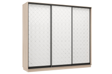 Шкафы-купе 3-х дверные, Шкаф-купе Премьер 35 (01РБ;01РБ;01РБ) фасады ромб белый/трёхдверный/Профиль чёрный муар