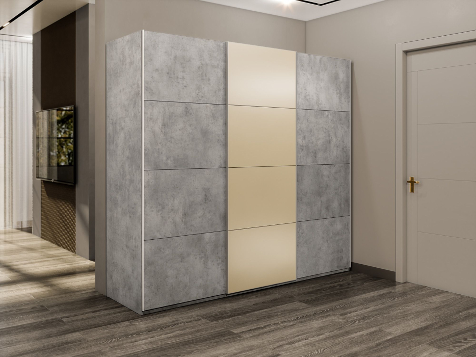 Шкафы-купе 3-х дверные, Шкаф-купе Эста 3-х дверный ДСП/Стекла фисташка/Доводчик 240х66х240