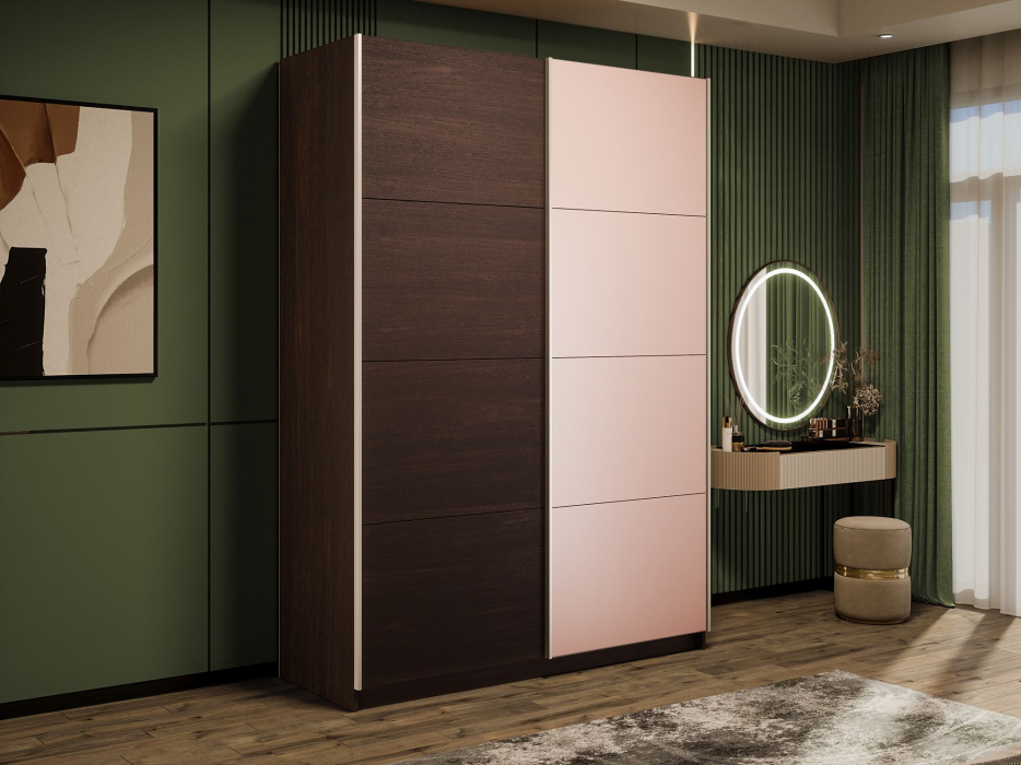 Шкафы-купе 2-х дверные, Шкаф-купе Прайм 2-х дверный ДСП/Стекло пудра/Доводчики 120х57х230