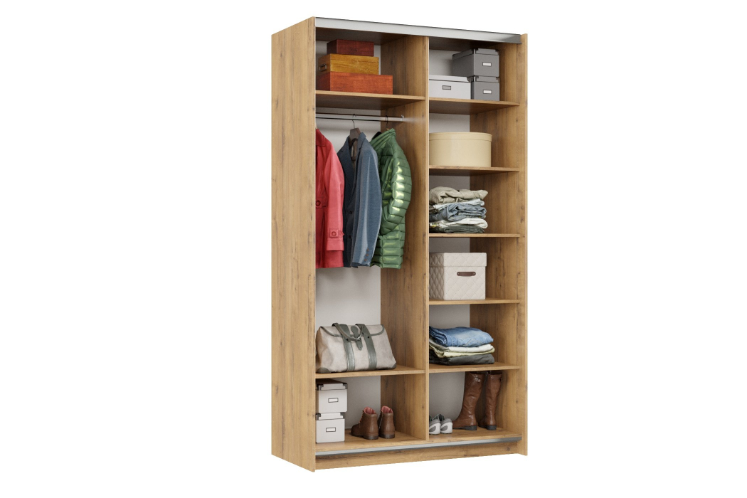 Шкафы-купе 2-х дверные, Шкаф-купе Smart 1224 2х дверный (фасады ЛДСП,зеркало) профиль серебро