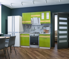 Кухонные гарнитуры, Кухонный гарнитур Регина 1,8м Оливковый глянец с витриной