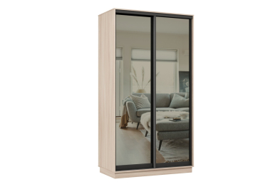 Шкаф-купе Премьер 01 (01ЗГ;01ЗГ) фасады зеркало графит/двухдверный/Профиль чёрный муар