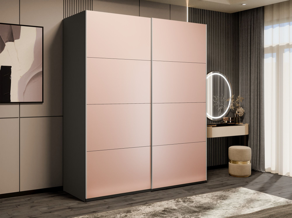 Шкафы-купе 2-х дверные, Шкаф-купе Эста 2-х дверный Стекла пудра/Доводчик 200х66х240