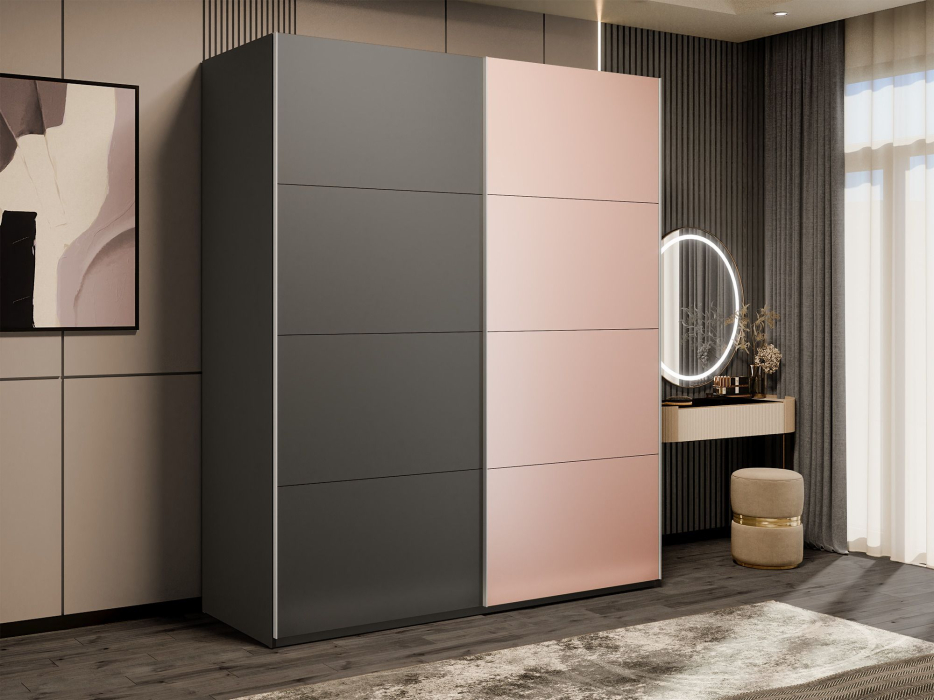 Шкафы-купе 2-х дверные, Шкаф-купе Эста 2-х дверный ДСП/Стекла пудра/Доводчик 180х66х240